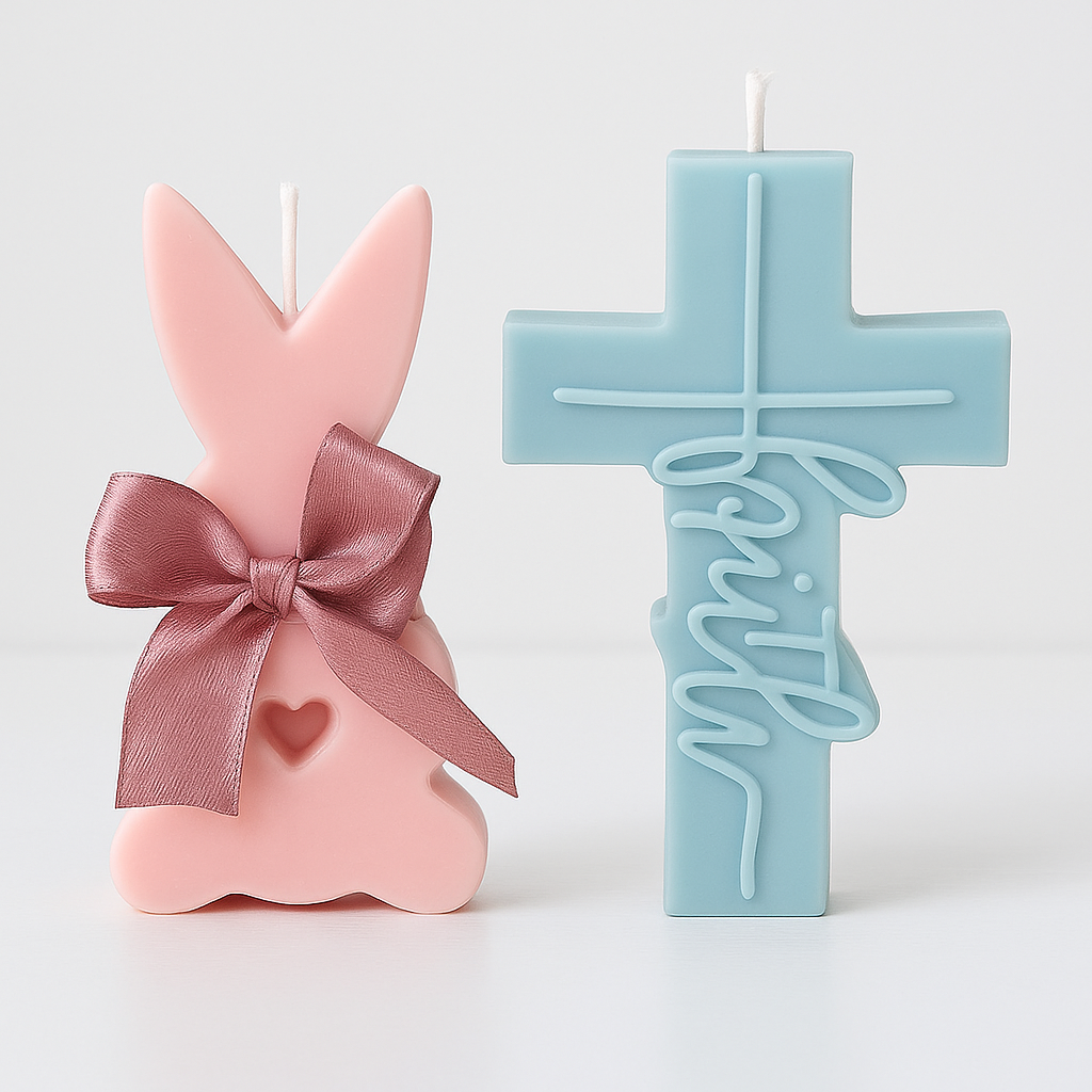 Σετ Κεριών για Πάσχα & Βάπτιση – Λαγουδάκι & Σταυρός