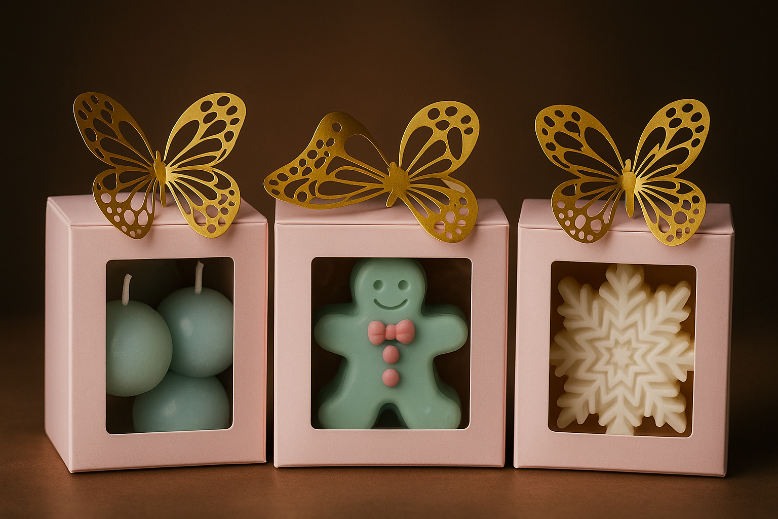 Σετ Τριών Πολυτελών Κεριών Δώρου – Χειροποίητες Δημιουργίες με Γιορτινό Στυλ